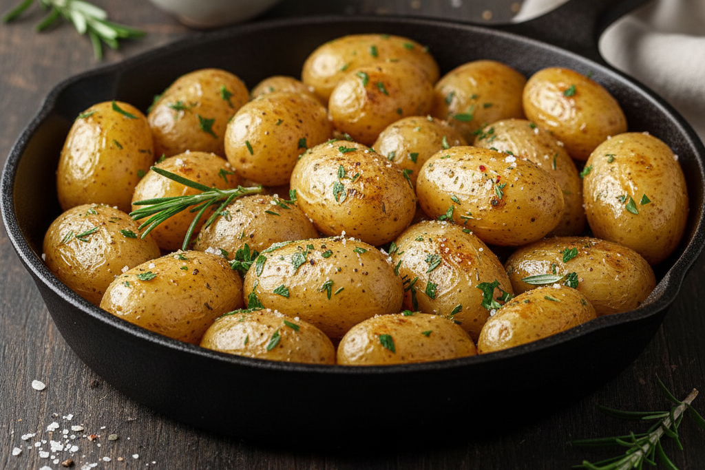 Ovnsbakte småpoteter med urter