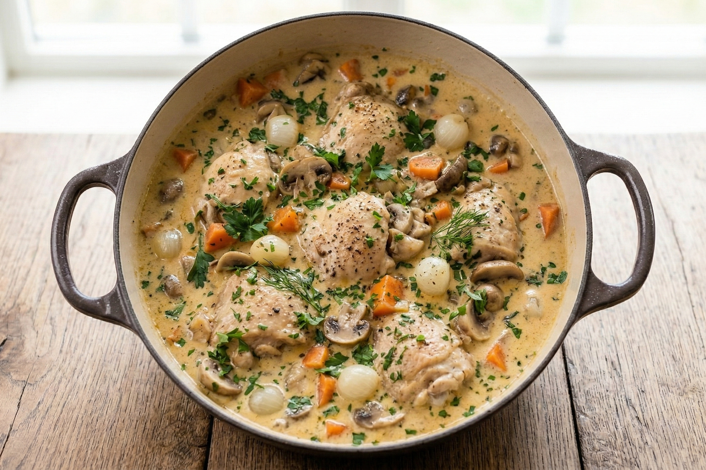 Kyllinggryte med sherry og fløte