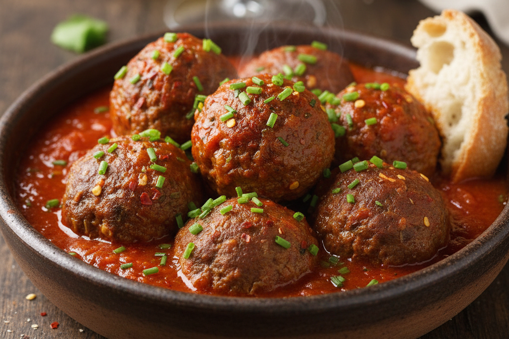 Albondigas i tomatsaus og gressløk