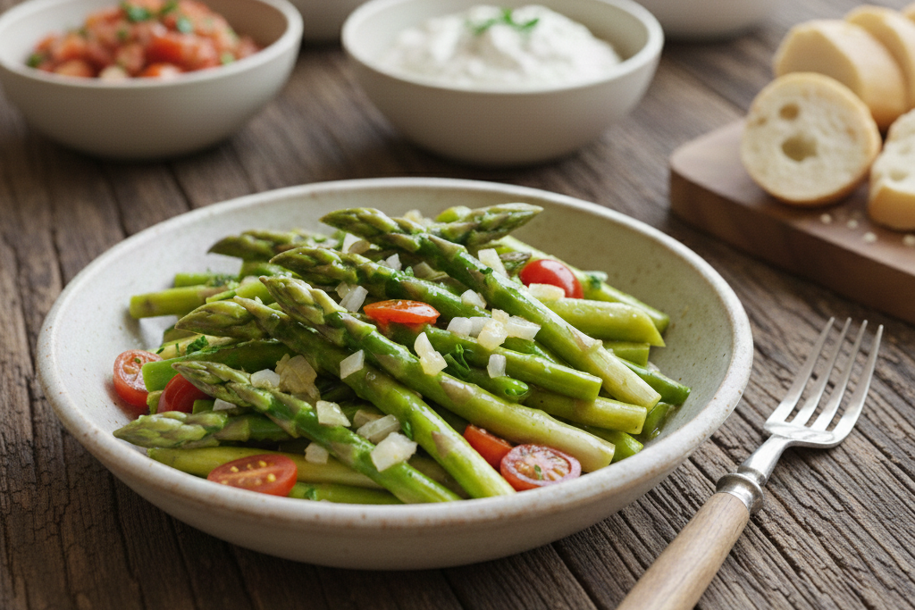 Asparges med sjalottløk og sitronvinagrette